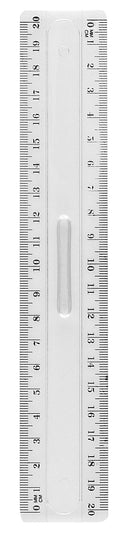 DOUBLE DÉCIMÈTRE PLASTIQUE TRANSPARENT 2 BISEAUX GRADUÉS POIGNÉE LS