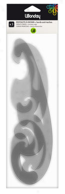 SET DE 3 PISTOLETS À DESSIN PLASTIQUE TRANSPARENT FUMÉ 3 COURBES USUELLES