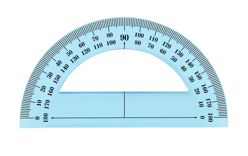 RAPPORTEUR 180° 12 CM PLASTIQUE BLEU INCASSABLE DOUBLE GRADUATION LS