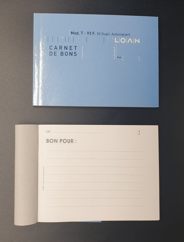 MANIFOLD CARNET DE BONS 145mmX105mm 50 FEUILLETS DUPLI AUTOCOPIANTS
