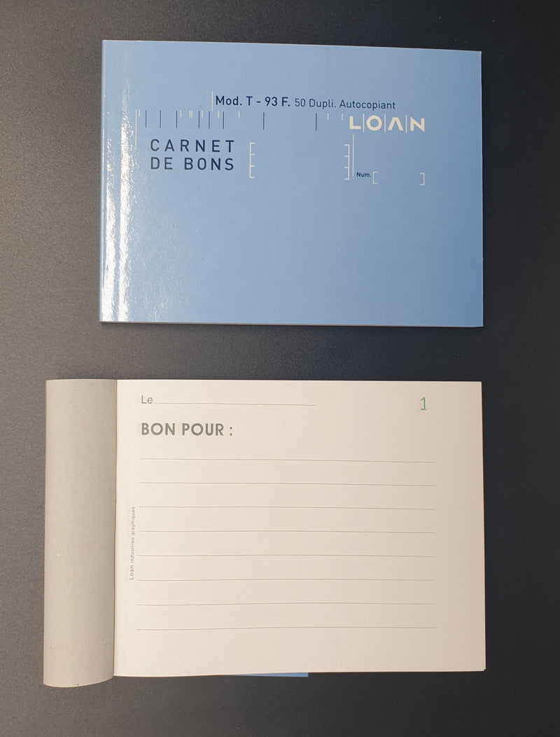MANIFOLD CARNET DE BONS 145mmX105mm 50 FEUILLETS DUPLI AUTOCOPIANTS