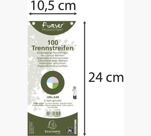 Intercalaires horizontales unies perforées  Forever - 105x240mm etui de 100U