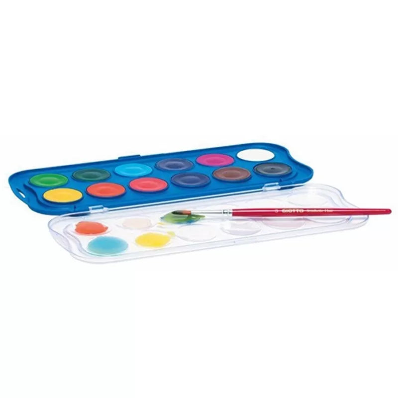 Gouache peinture Boite de 12 Pastilles aquarelles  Giotto 30 mm