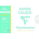 PAPIER CALQUE POCHETTE 12 FEUILLES  A4 (21*29.7cm)  70/75G.